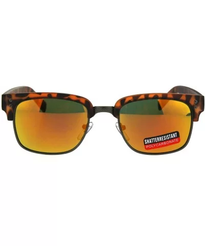 Mens Luxury Half Horned Rim Rectangular Modern Designer Sunglasses - Tortoise Orange - C117YR95M3D $6.86 Rectangular