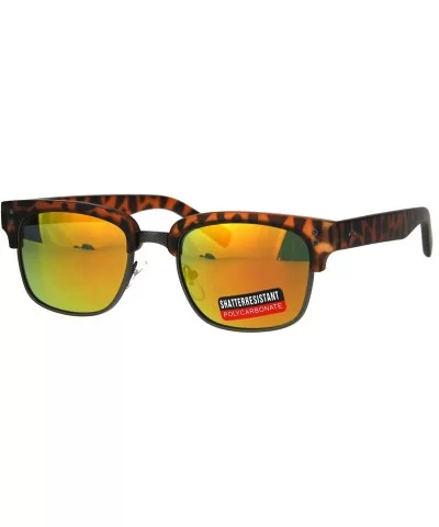 Mens Luxury Half Horned Rim Rectangular Modern Designer Sunglasses - Tortoise Orange - C117YR95M3D $6.86 Rectangular