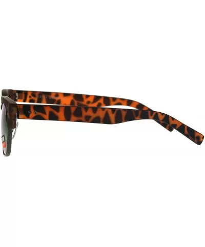 Mens Luxury Half Horned Rim Rectangular Modern Designer Sunglasses - Tortoise Orange - C117YR95M3D $6.86 Rectangular