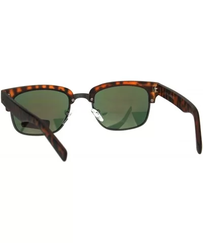 Mens Luxury Half Horned Rim Rectangular Modern Designer Sunglasses - Tortoise Orange - C117YR95M3D $6.86 Rectangular