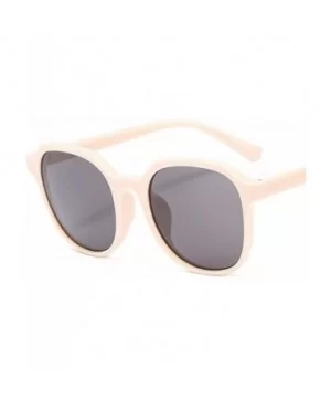 Unisex Sunglasses Retro Bright Black Grey Drive Holiday Round Non-Polarized UV400 - Beige Grey - CC18RLIUY7G $5.00 Round