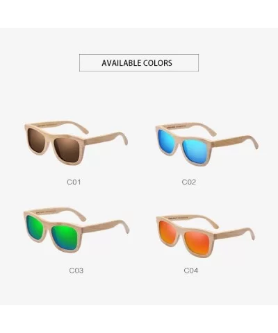 New Bamboo Sunglasses Men Polarized Sun Glasses For Women Brand C01Brown - C02blue - CN18Y6SSLEK $35.12 Aviator