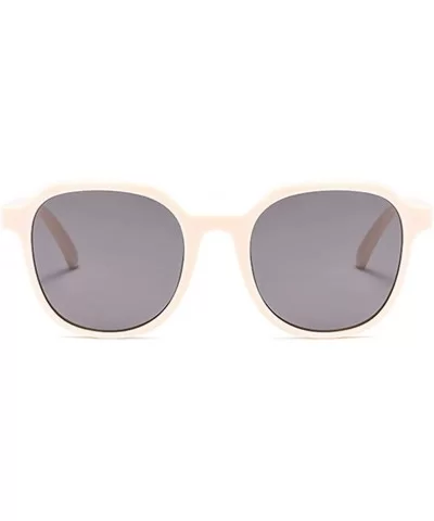 Unisex Sunglasses Retro Bright Black Grey Drive Holiday Round Non-Polarized UV400 - Beige Grey - CC18RLIUY7G $5.00 Round