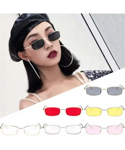 Vintage Glasses Women Man Square Shades Small Rectangular Frame Sunglasses Fashion Polarized Sunglasses - CG199HYSL4W $6.43 S...