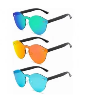 Rimless Mirrored Lens One Piece Sunglasses UV400 Protection for Women Men - 2 Red+blue+green - CM18RRRADE2 $17.28 Rimless