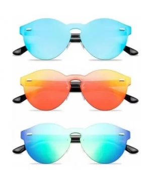 Rimless Mirrored Lens One Piece Sunglasses UV400 Protection for Women Men - 2 Red+blue+green - CM18RRRADE2 $17.28 Rimless