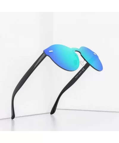 Rimless Mirrored Lens One Piece Sunglasses UV400 Protection for Women Men - 2 Red+blue+green - CM18RRRADE2 $17.28 Rimless