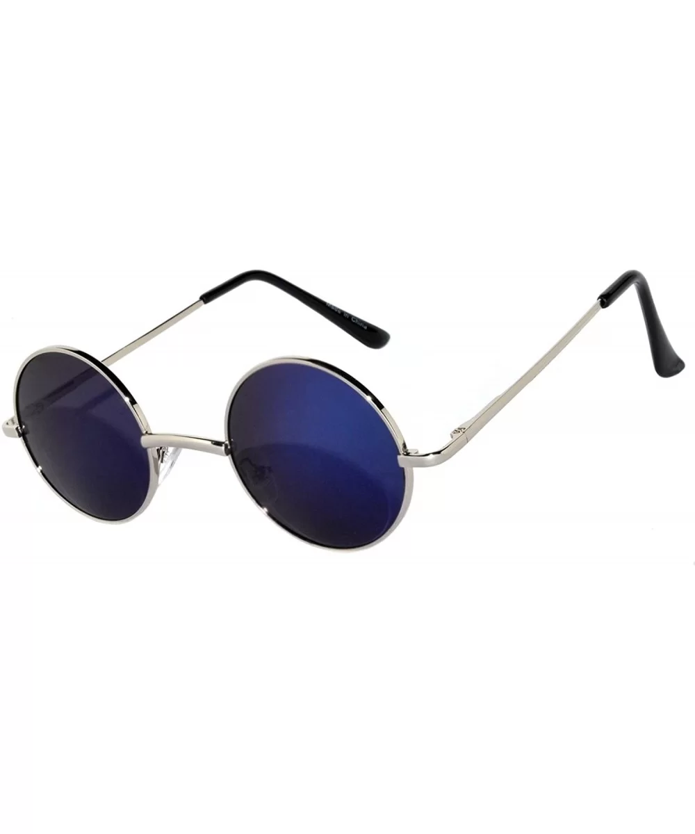 Round Retro Vintage Circle Style Sunglasses Colored Metal Frame Small frame 43 mm and 55 mm - C1184WTA97C $5.58 Round