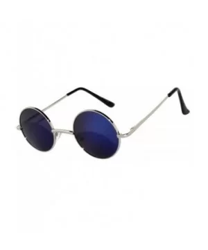 Round Retro Vintage Circle Style Sunglasses Colored Metal Frame Small frame 43 mm and 55 mm - C1184WTA97C $5.58 Round