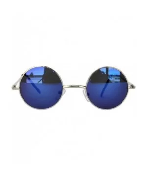 Round Retro Vintage Circle Style Sunglasses Colored Metal Frame Small frame 43 mm and 55 mm - C1184WTA97C $5.58 Round