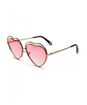 Men's & Women's Glasses Metal Frame Colored Gradient Lens Sunglasses - Leopard Powder - CS18EQIKINI $8.24 Semi-rimless