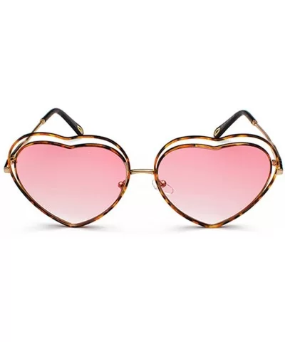 Men's & Women's Glasses Metal Frame Colored Gradient Lens Sunglasses - Leopard Powder - CS18EQIKINI $8.24 Semi-rimless