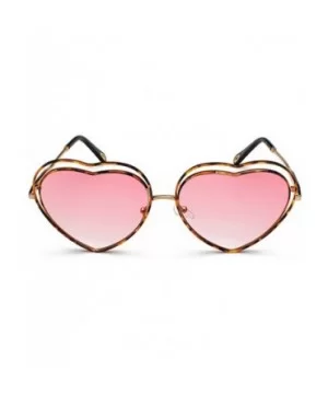 Men's & Women's Glasses Metal Frame Colored Gradient Lens Sunglasses - Leopard Powder - CS18EQIKINI $8.24 Semi-rimless