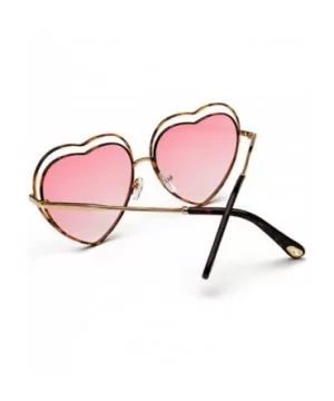 Men's & Women's Glasses Metal Frame Colored Gradient Lens Sunglasses - Leopard Powder - CS18EQIKINI $8.24 Semi-rimless