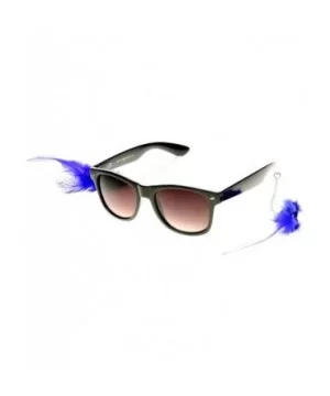 Hippie Womens Horn Rimmed Eyewear-Jewelry Chained Feather Sunglasses (Blue) - CW118GXMEOP $5.36 Wayfarer