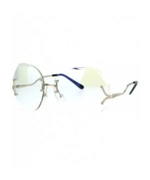 Womens Oversize Drop Temple Rimless Butterfly Diva Granny Eye Glasses - Gold - CH12MYEK9R6 $9.95 Butterfly