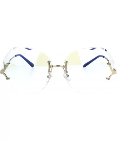 Womens Oversize Drop Temple Rimless Butterfly Diva Granny Eye Glasses - Gold - CH12MYEK9R6 $9.95 Butterfly