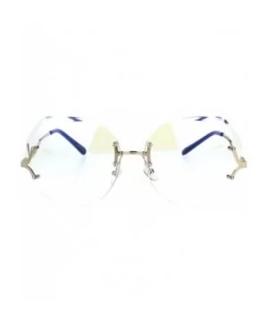 Womens Oversize Drop Temple Rimless Butterfly Diva Granny Eye Glasses - Gold - CH12MYEK9R6 $9.95 Butterfly