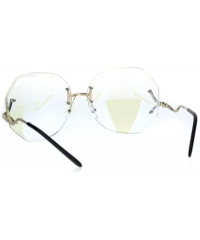 Womens Oversize Drop Temple Rimless Butterfly Diva Granny Eye Glasses - Gold - CH12MYEK9R6 $9.95 Butterfly