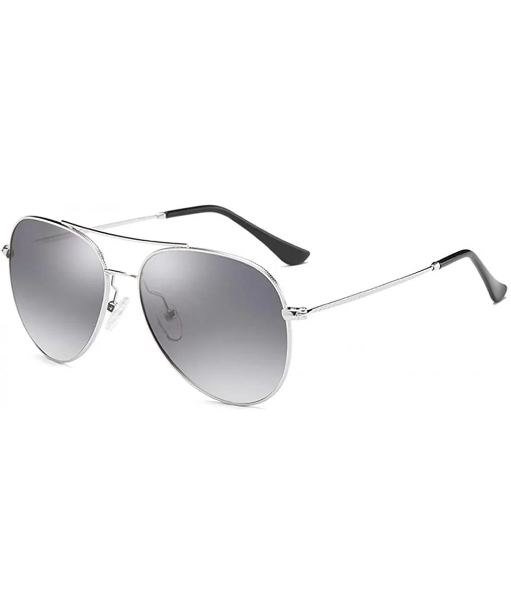 Unisex Retro Alloy Sunglasses Men Polarized UV400 - C3 Silver Black - CF18M3O2RA4 $35.91 Oval