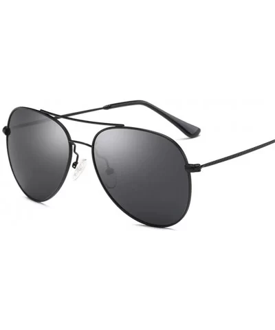 Unisex Retro Alloy Sunglasses Men Polarized UV400 - C3 Silver Black - CF18M3O2RA4 $35.91 Oval