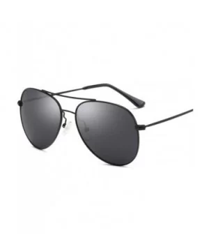 Unisex Retro Alloy Sunglasses Men Polarized UV400 - C3 Silver Black - CF18M3O2RA4 $35.91 Oval