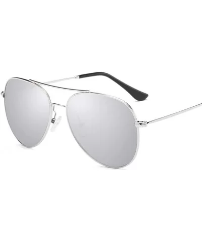 Unisex Retro Alloy Sunglasses Men Polarized UV400 - C3 Silver Black - CF18M3O2RA4 $35.91 Oval