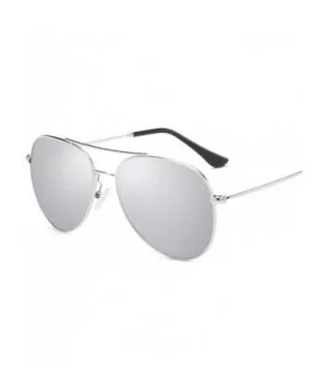 Unisex Retro Alloy Sunglasses Men Polarized UV400 - C3 Silver Black - CF18M3O2RA4 $35.91 Oval