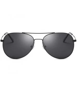 Unisex Retro Alloy Sunglasses Men Polarized UV400 - C3 Silver Black - CF18M3O2RA4 $35.91 Oval