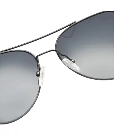 Unisex Retro Alloy Sunglasses Men Polarized UV400 - C3 Silver Black - CF18M3O2RA4 $35.91 Oval