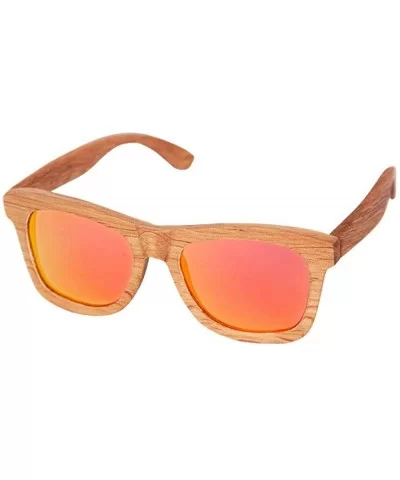 Bamboo wood glasses Hand-made logs polarized duo sunglasses UV400 UV-coated lenses - Red - CQ18XO5DAOH $26.00 Goggle