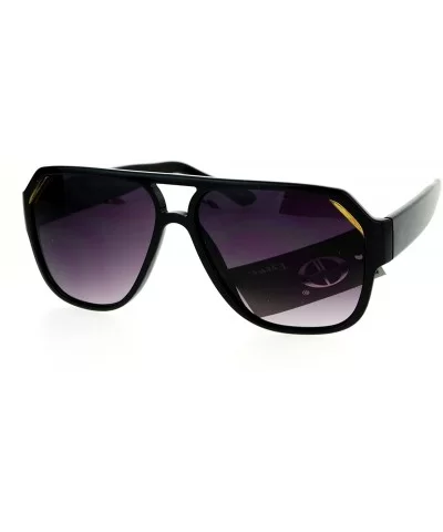 Flat Top Designer Fashion Sunglasses Unisex Retro Stylish Shades UV 400 - Black (Smoke) - CS1872O66I0 $9.15 Square