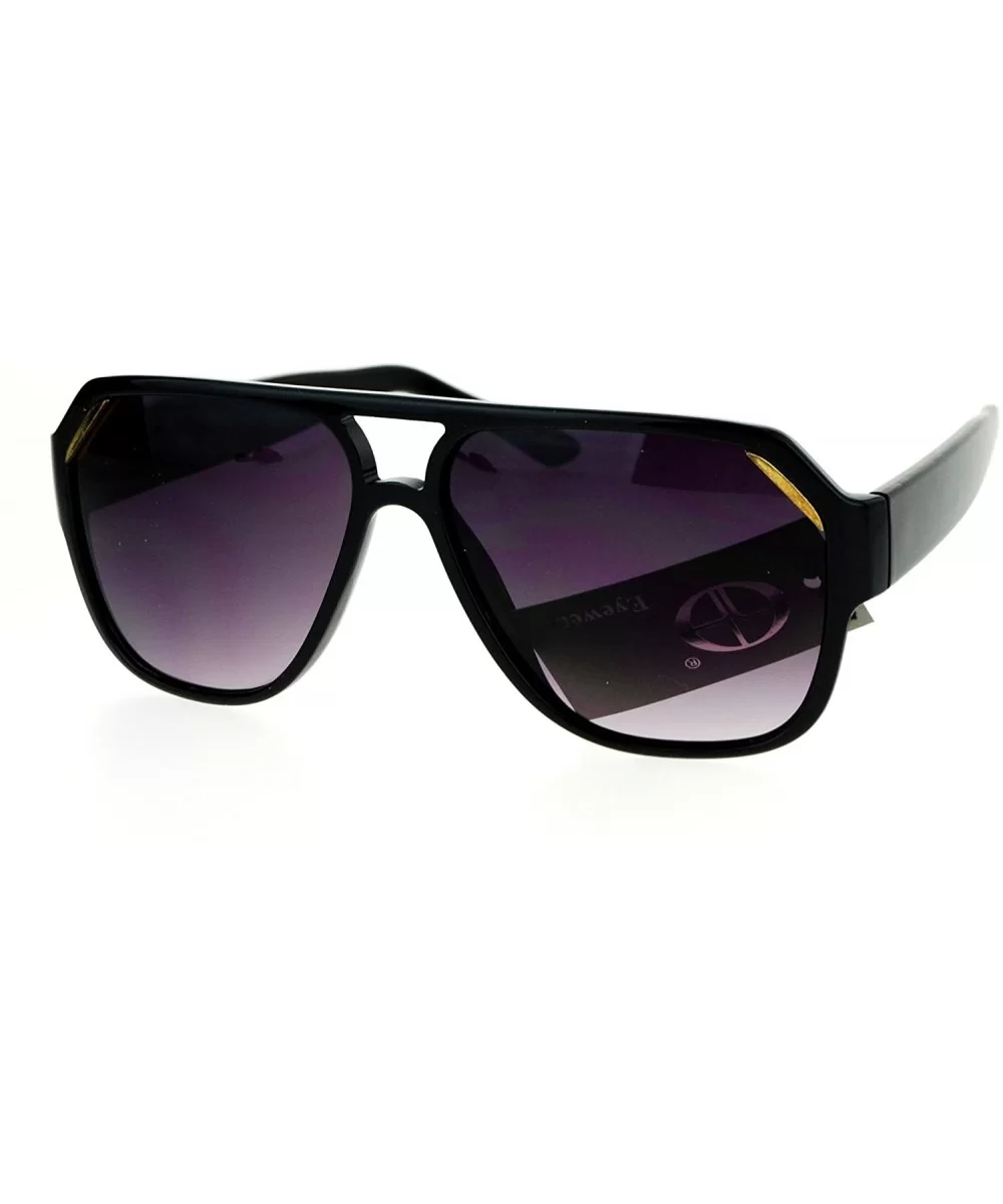 Flat Top Designer Fashion Sunglasses Unisex Retro Stylish Shades UV 400 - Black (Smoke) - CS1872O66I0 $9.15 Square