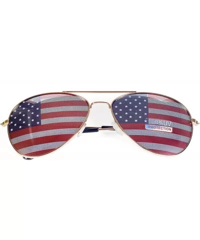 American Flag Mirror Novelty Decorative Sunglasses - Gold - CB12I8A0QCB $5.41 Wayfarer