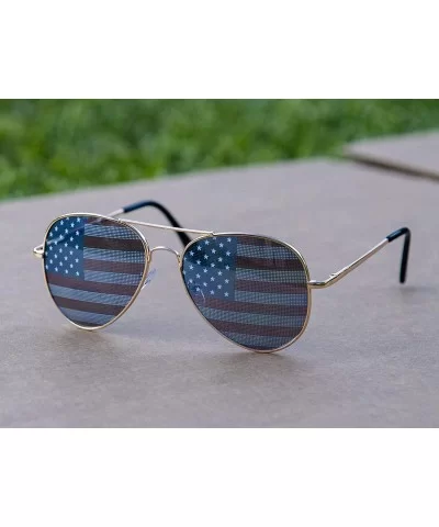 American Flag Mirror Novelty Decorative Sunglasses - Gold - CB12I8A0QCB $5.41 Wayfarer