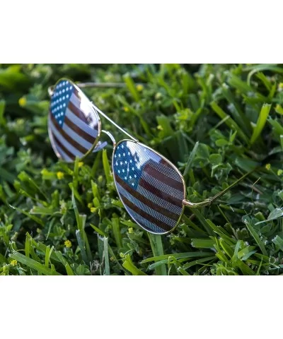 American Flag Mirror Novelty Decorative Sunglasses - Gold - CB12I8A0QCB $5.41 Wayfarer