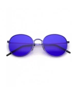 Bold Full Metal Frame Color Tinted Flat Lens Round Sunglasses 52mm - Purple / Blue - CO182H2TXMG $8.43 Round