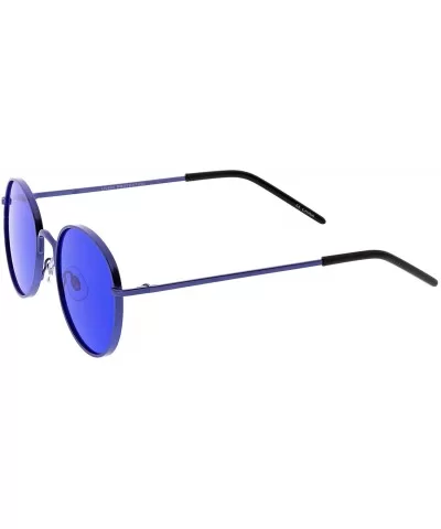 Bold Full Metal Frame Color Tinted Flat Lens Round Sunglasses 52mm - Purple / Blue - CO182H2TXMG $8.43 Round