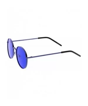 Bold Full Metal Frame Color Tinted Flat Lens Round Sunglasses 52mm - Purple / Blue - CO182H2TXMG $8.43 Round