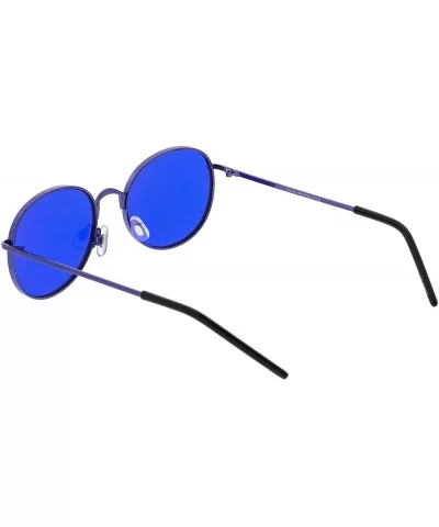 Bold Full Metal Frame Color Tinted Flat Lens Round Sunglasses 52mm - Purple / Blue - CO182H2TXMG $8.43 Round