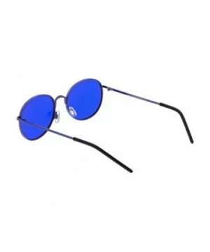 Bold Full Metal Frame Color Tinted Flat Lens Round Sunglasses 52mm - Purple / Blue - CO182H2TXMG $8.43 Round