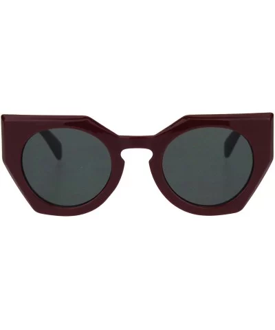 Womens Futuristic Squared Cat Eye Keyhole Plastic Sunglasses - Burgundy Black - CF18HD9AS2I $9.20 Cat Eye