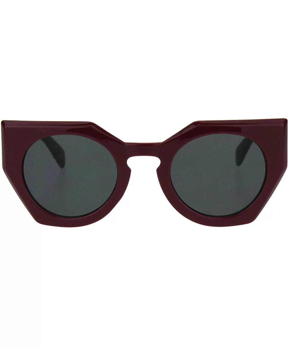 Womens Futuristic Squared Cat Eye Keyhole Plastic Sunglasses - Burgundy Black - CF18HD9AS2I $9.20 Cat Eye