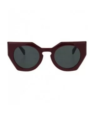 Womens Futuristic Squared Cat Eye Keyhole Plastic Sunglasses - Burgundy Black - CF18HD9AS2I $9.20 Cat Eye