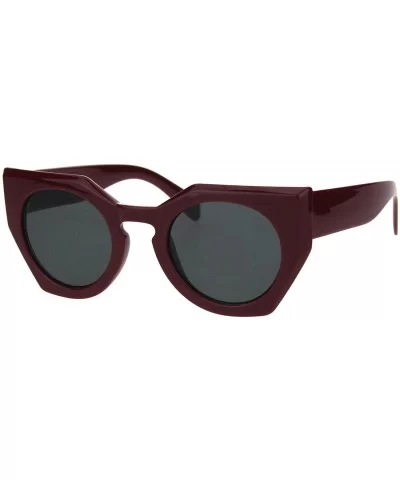 Womens Futuristic Squared Cat Eye Keyhole Plastic Sunglasses - Burgundy Black - CF18HD9AS2I $9.20 Cat Eye