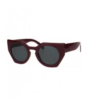 Womens Futuristic Squared Cat Eye Keyhole Plastic Sunglasses - Burgundy Black - CF18HD9AS2I $9.20 Cat Eye