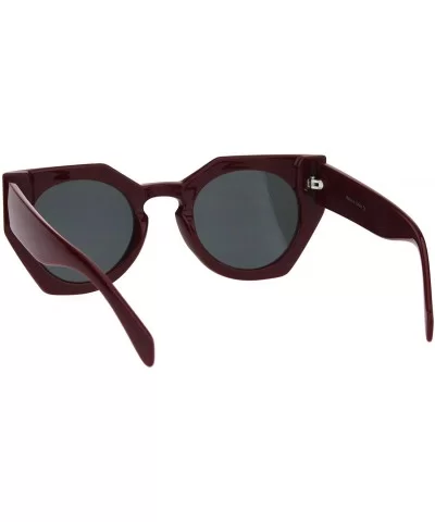 Womens Futuristic Squared Cat Eye Keyhole Plastic Sunglasses - Burgundy Black - CF18HD9AS2I $9.20 Cat Eye