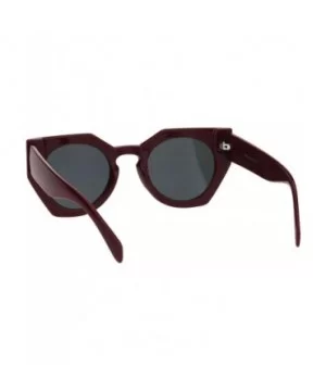 Womens Futuristic Squared Cat Eye Keyhole Plastic Sunglasses - Burgundy Black - CF18HD9AS2I $9.20 Cat Eye