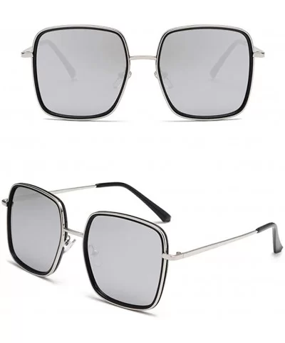 Oversized Sunglasses for Women Square Glasses UV400 Outdoor Sun Protection Glasses-7 Colors - Silver&silver - C418QO44K9D $11...