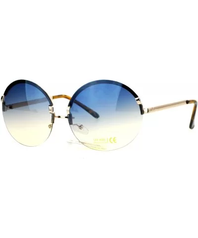 Fashion Womens Sunglasses Super Oversized Rimless Round Circle Frame - Gold (Blue Yellow) - CA18959RE28 $7.12 Rimless